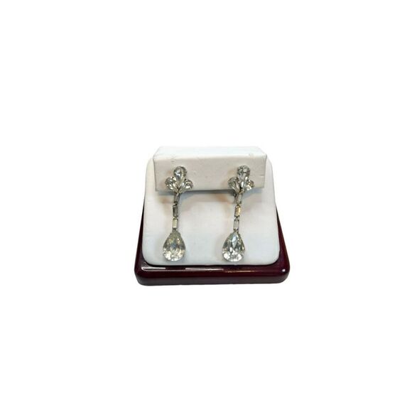 Clear crystal rhinestone drop earrings 2” - Picture 1 of 7